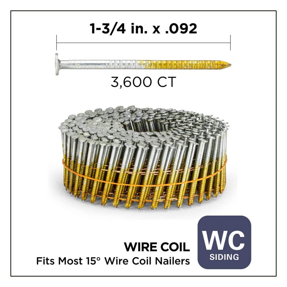 PRO-FIT 1-3/4 in. x 092 in. 13-Gauge 15° Hot Dipped Galvanized Ring Shank Wire Coil Siding Nails (3600-Per Box) (2)