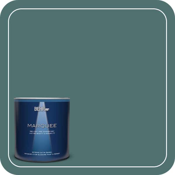 BEHR MARQUEE 1 qt. #S440-6 Tealish Satin Enamel Interior Paint & Primer (2)