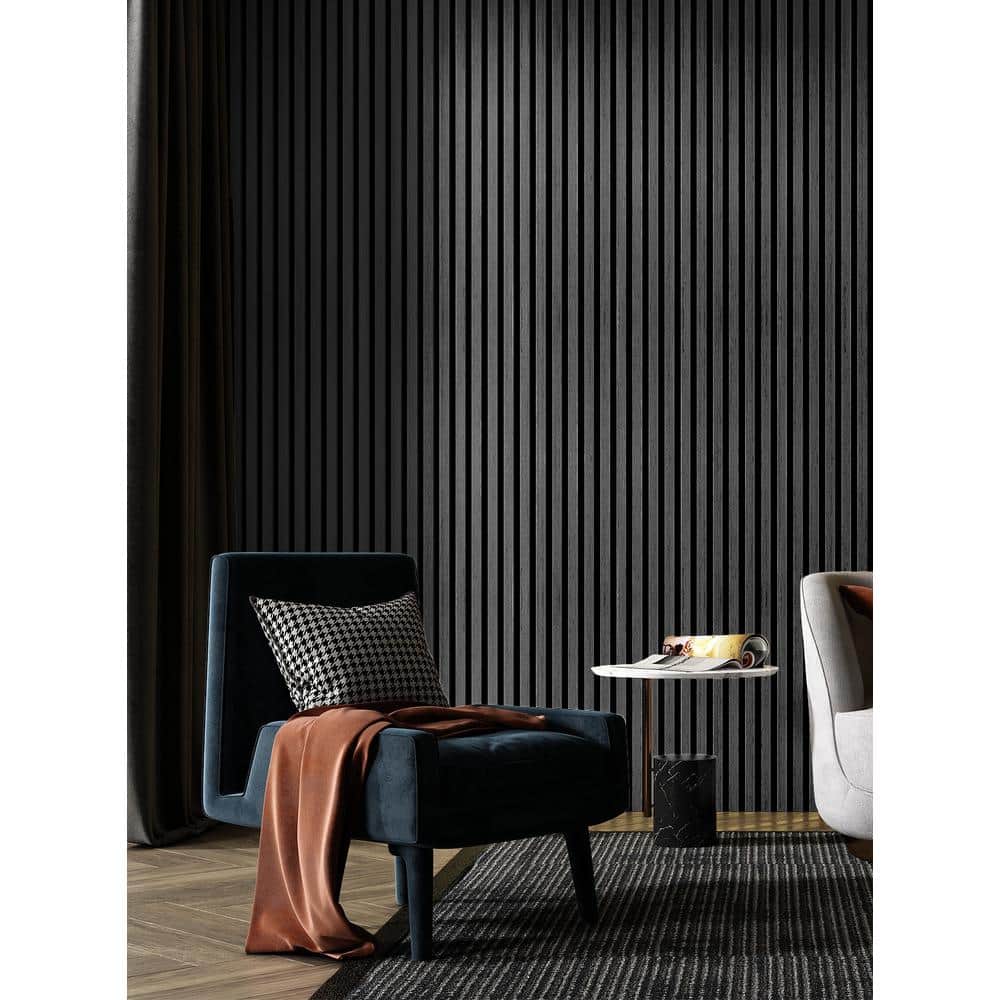 Art3dwallpanels 0.83 in. x 94.49 in. 7.87 in. Matte Black MDF Decorative Wall Paneling Wood Slat Acoustic Panels Wall 4-Piece 21 Sq. Ft. (2)