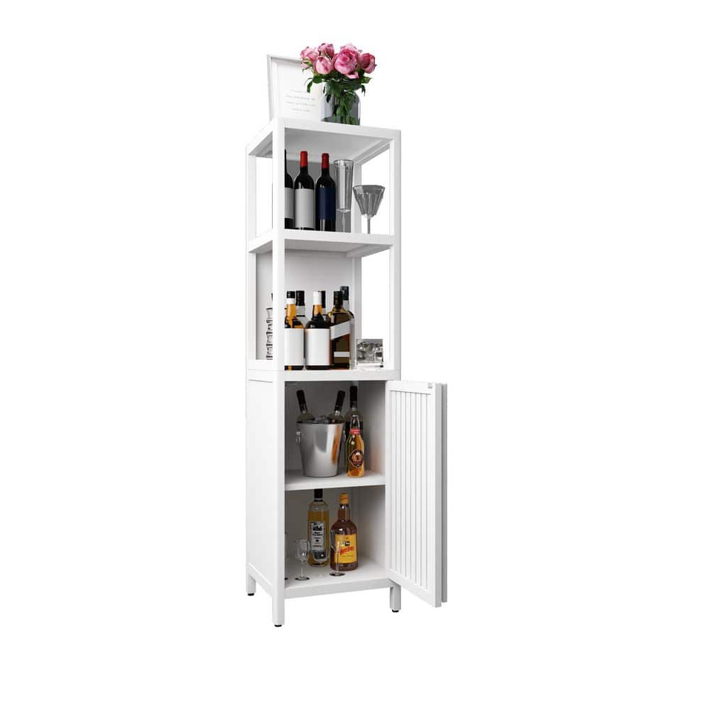 Siavonce 13 in. W x 14 in. D x 52 in. H White Bamboo Linen Cabinet with 2 Shelves and Doors Ideal for Bathrooms and Bedrooms (3)