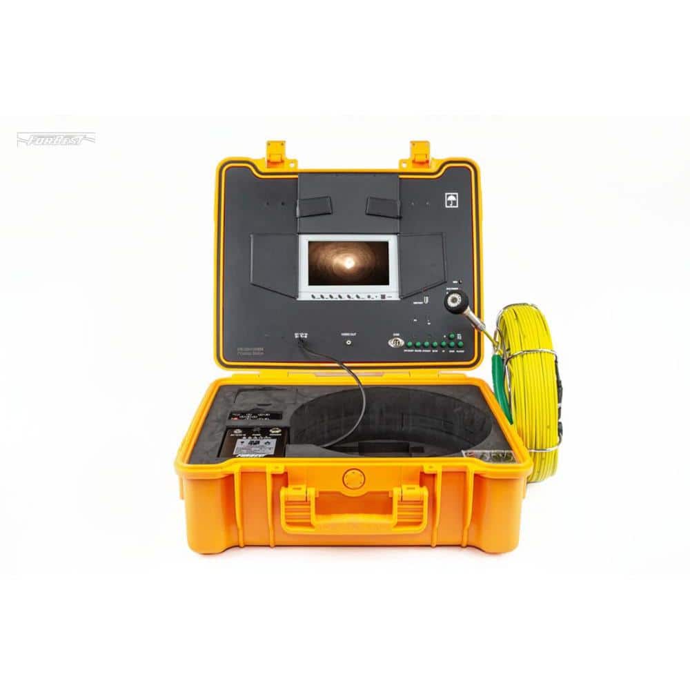 FORBEST 130 ft. Footage Counter Color Sewer Drain Pipe Inspection Camera with Self Leveling and 512Hz Sonde Transmitter