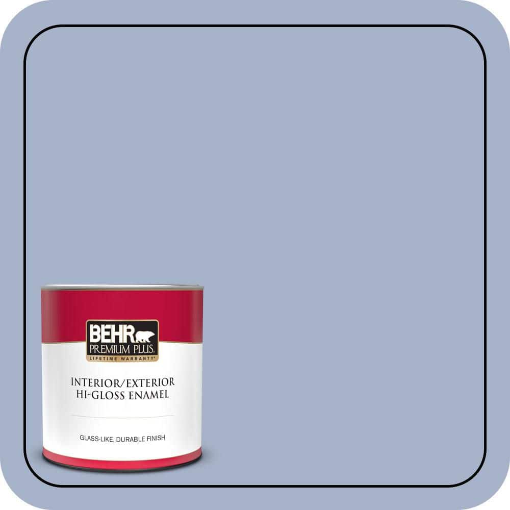 BEHR PREMIUM PLUS 1 qt. #PPU15-14 Ballroom Blue Hi-Gloss Enamel Interior/Exterior Paint & Primer (1)