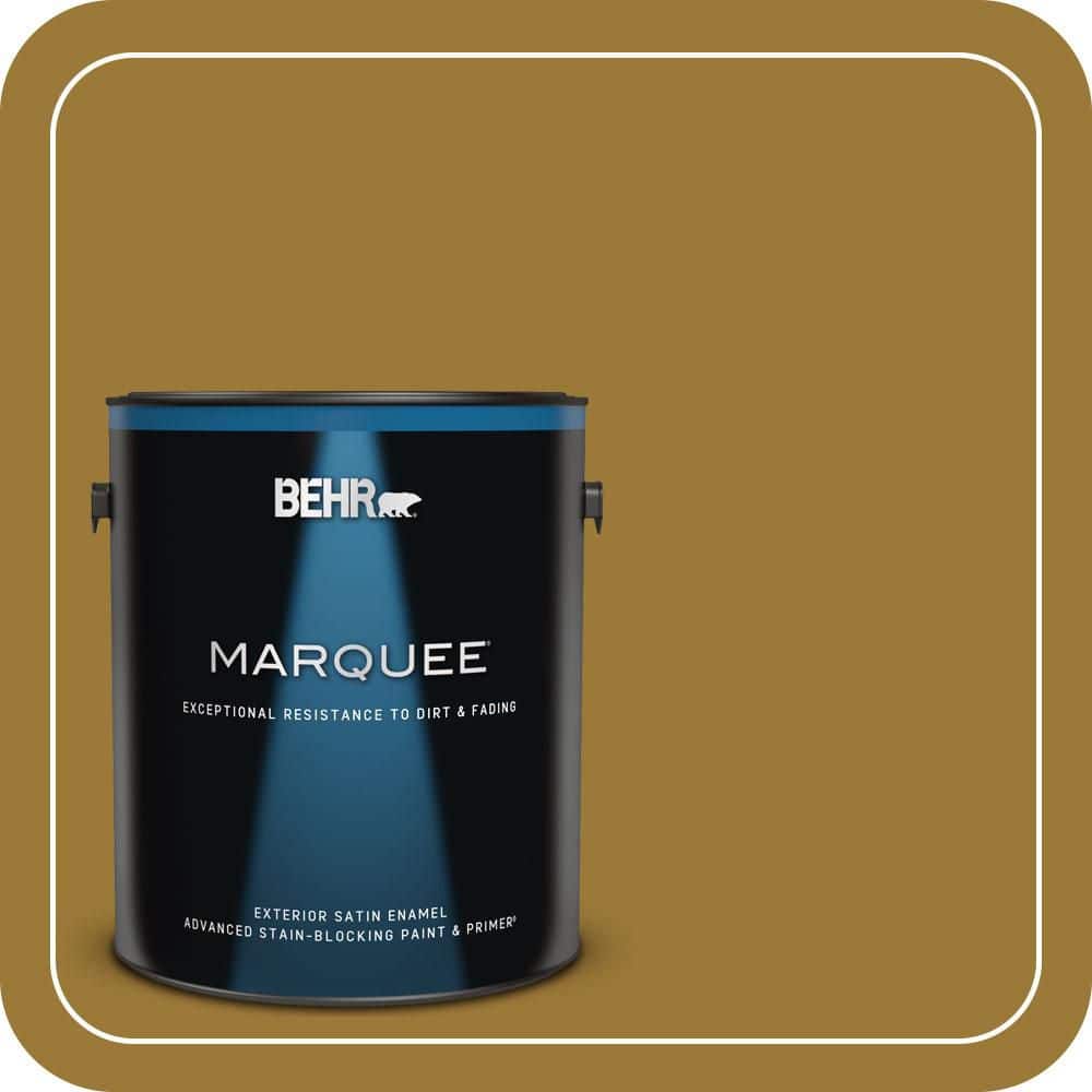 BEHR MARQUEE 1 Gal. #M300-7A Retro Gold Satin Enamel Exterior Paint and Primer