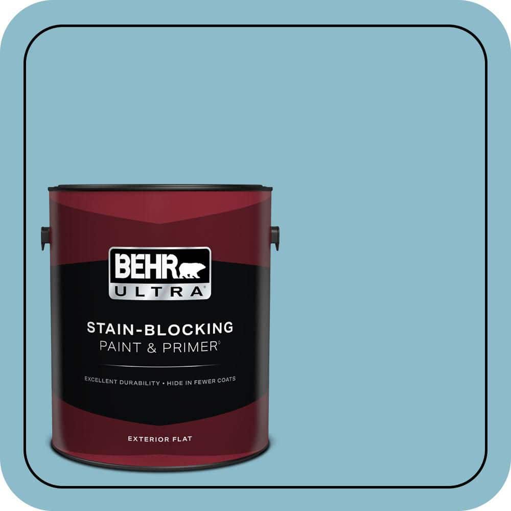 BEHR ULTRA 1 gal. #S460-3 Blue Echo Flat Exterior Paint & Primer