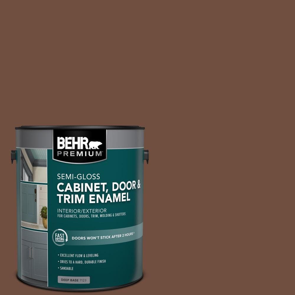 BEHR PREMIUM 1 gal. #N160-7 Brown Velvet Semi-Gloss Enamel Interior/Exterior Cabinet, Door & Trim Paint (1)