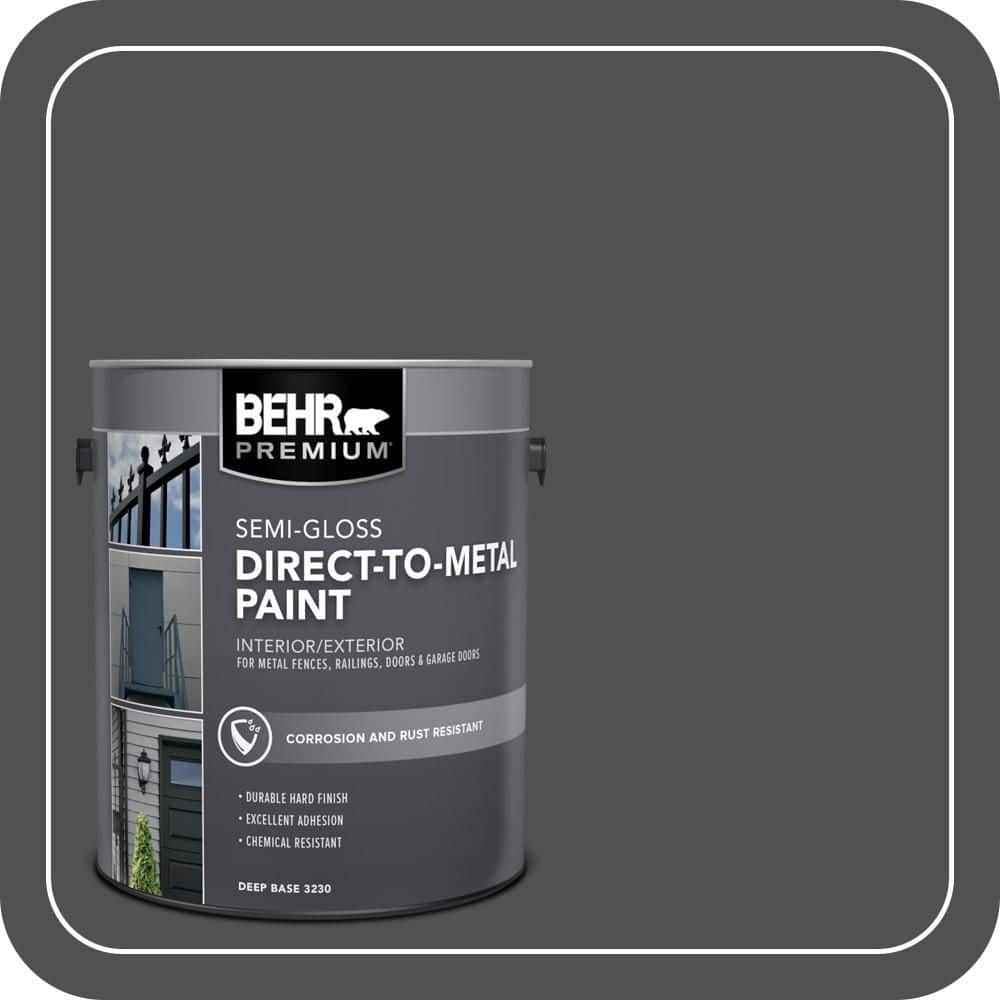 BEHR PREMIUM 1 gal. #N460-7 Space Black Semi-Gloss Direct to Metal Interior/Exterior Paint (1)