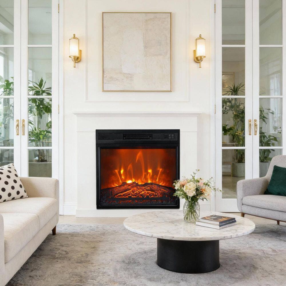 IHOMEadore 24 in. Electric Fireplace Inserts in Black with Remote Control and Over-heating Protection