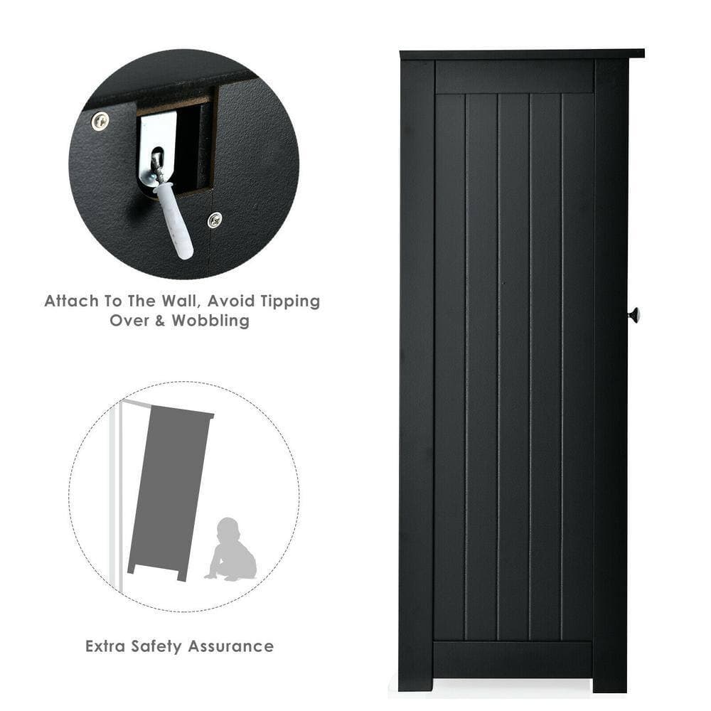 Unbranded 24 in. W x 12 in. D x 32 in. H Black Linen Cabinet with 3 Drawers and 1 Cupboard (3)
