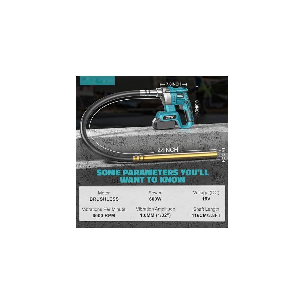 Unbranded 3.8 in. Copper Motor Concrete Vibrator with 6000RPM Vibration and Flexible Shaft for Smooth Finish (2)