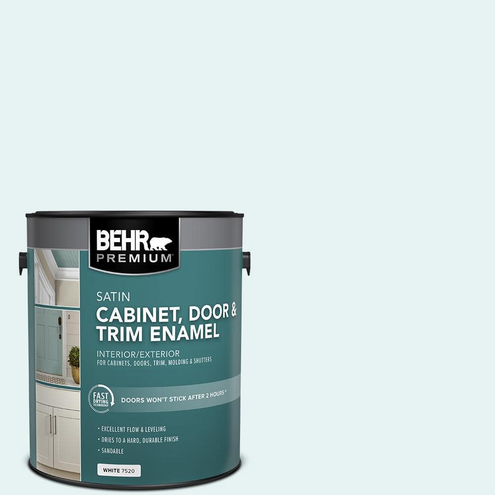 BEHR PREMIUM 1 gal. #BL-W04 Ethereal White Satin Enamel Interior/Exterior Cabinet, Door & Trim Paint (1)
