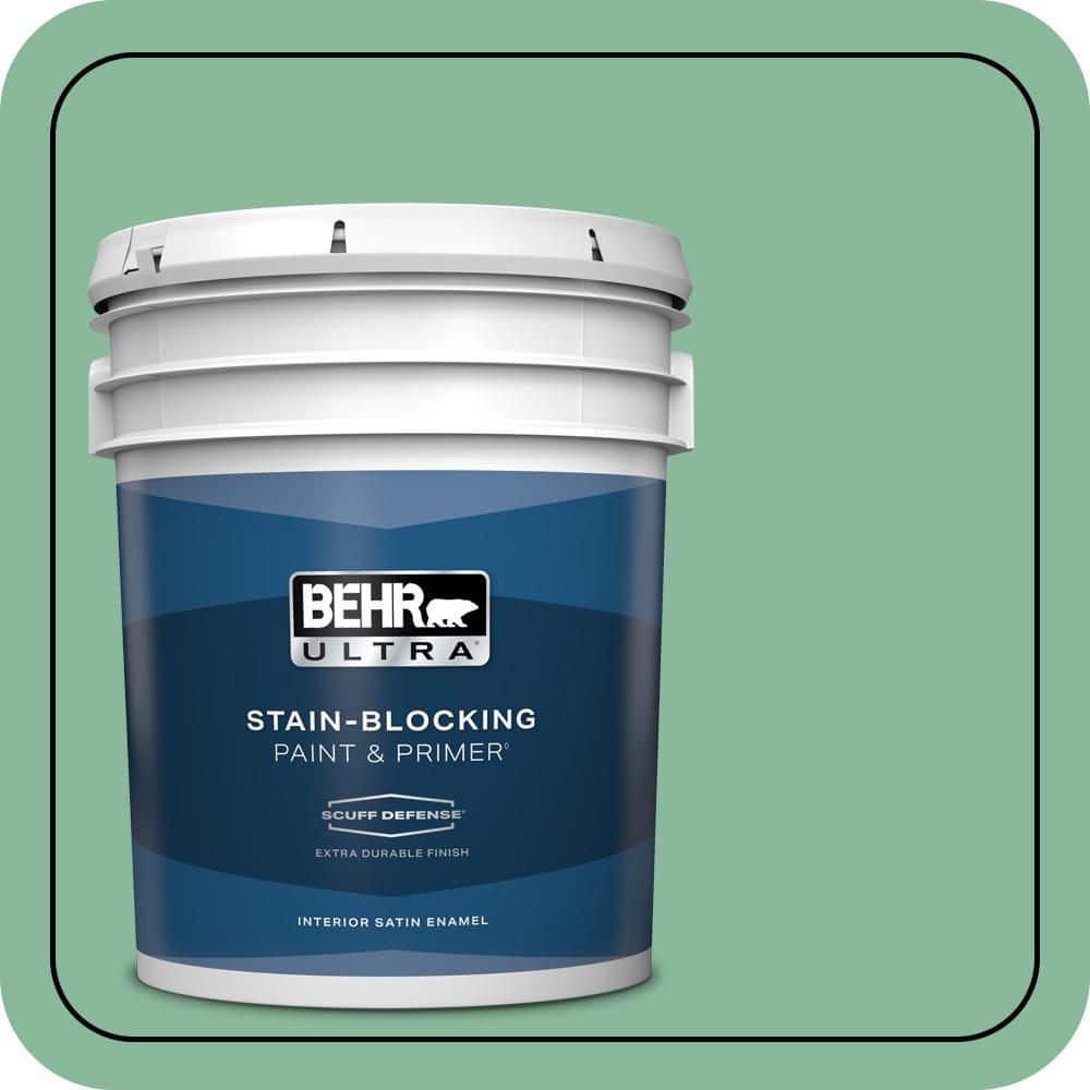 BEHR ULTRA 5 gal. #470D-4 Garden View Extra Durable Satin Enamel Interior Paint & Primer