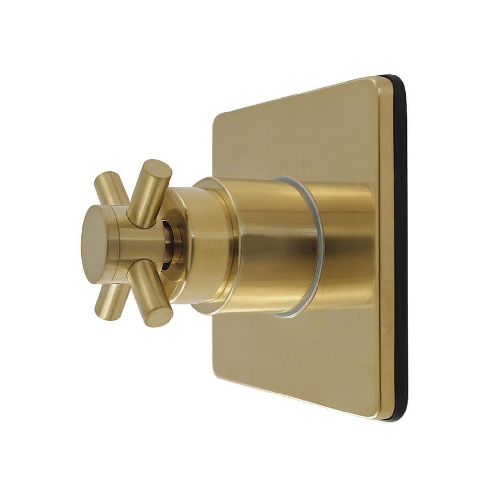 Kingston Brass Concord 3/4 in. Single-Handle 1-Hole Wall Mount 6-Way Diverter Valve with Trim Kit in Brushed Brass (1)