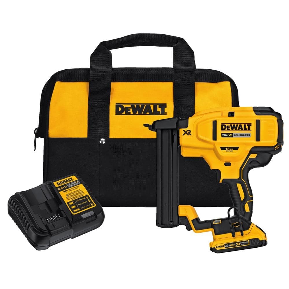 DEWALT 20V MAX XR Lithium-Ion Cordless 18-GA Narrow Crown Stapler Kit with 1/4 in. x 1 in. 18-GA Crown Staple (2500-Pieces) (2)