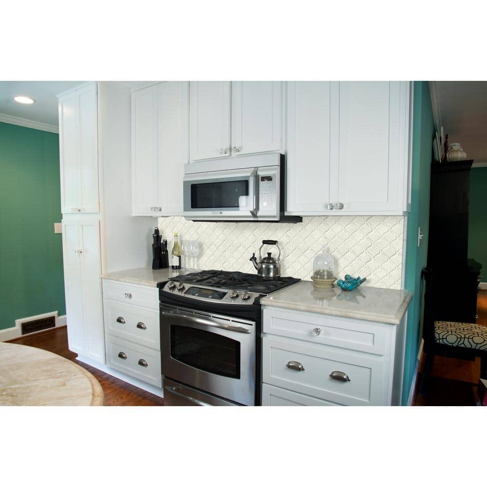 MSI Bianco Arabesque 12 in. x 12 in. x 0.24 in. x 0.24 in. Polished Porcelain Mesh-Mounted Mosaic Tile (0.73 sq. ft./Each) (4)