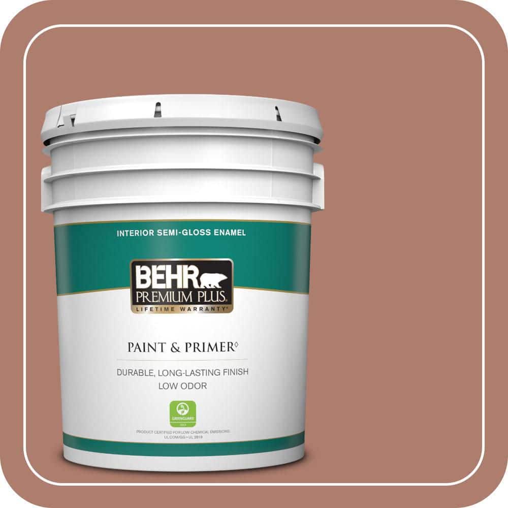 BEHR PREMIUM PLUS 5 gal. #PPU2-11 Mars Red Semi-Gloss Enamel Low Odor Interior Paint & Primer