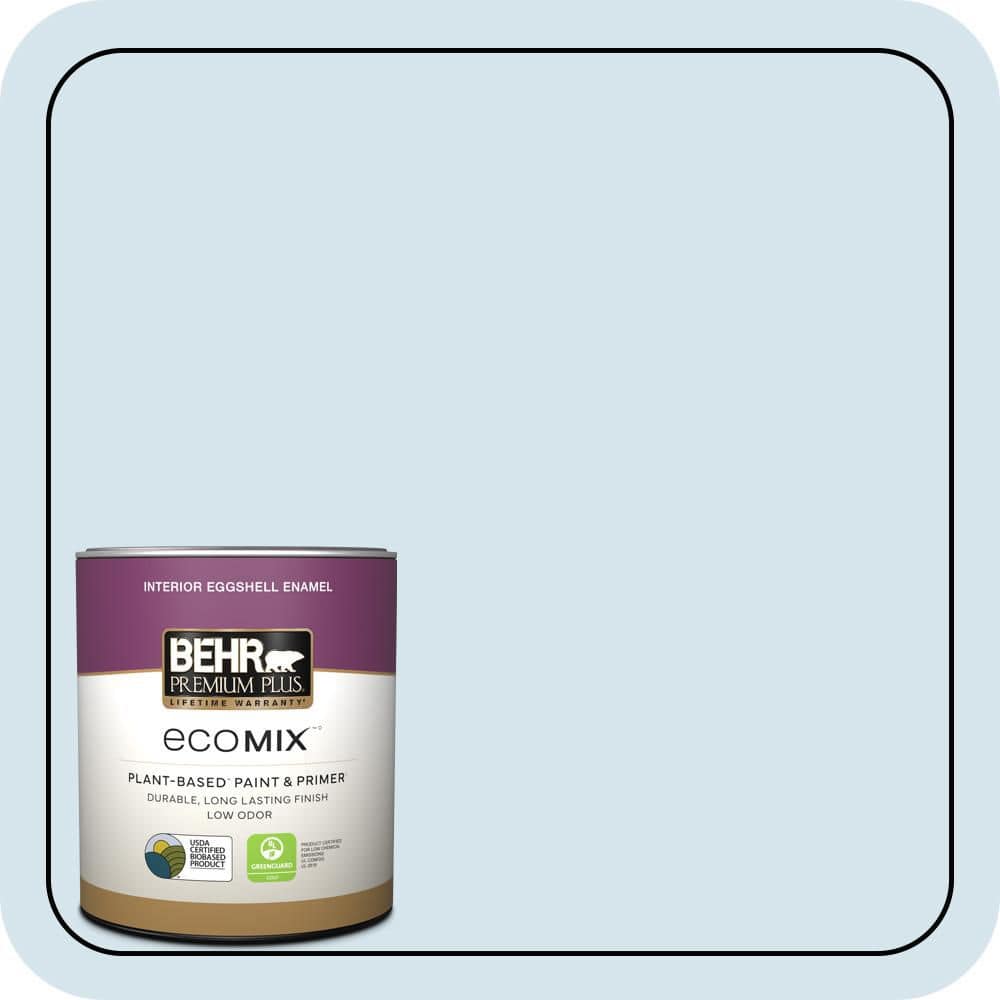 BEHR PREMIUM PLUS 1 qt. #560C-1 Rain Water Eggshell Enamel EcoMix Plant-Based Interior Paint & Primer (1)