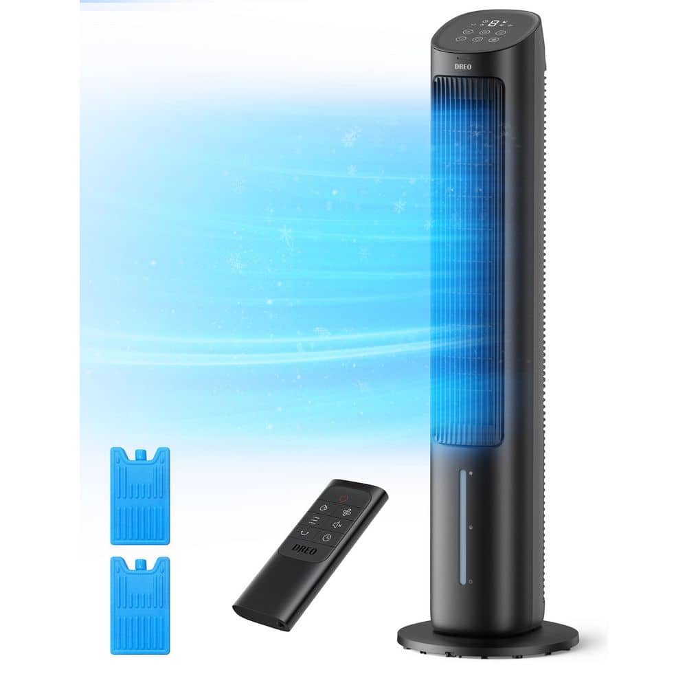 DREO 1017 CFM 4-Speed Portable Evaporative Cooler with 80 degree Oscillation, 7-H Timer in Black