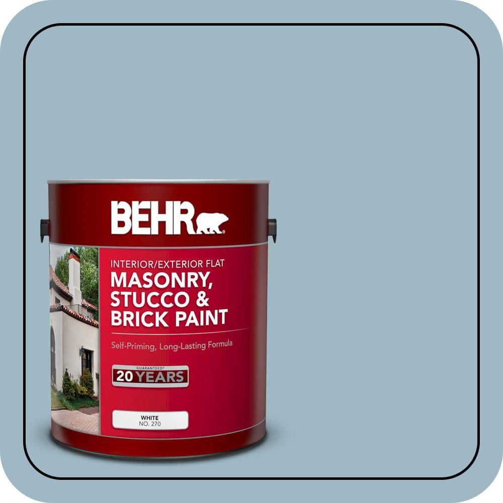 BEHR 1 gal. #MS-73 Aegean Sky Flat Interior/Exterior Masonry, Stucco and Brick Paint (1)