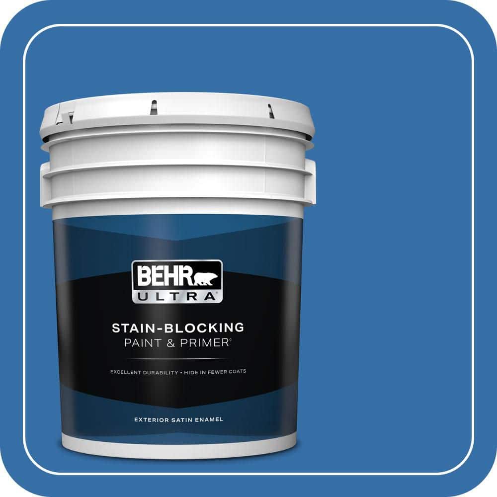 BEHR ULTRA 5 gal. #P520-6 Mega Blue Satin Enamel Exterior Paint & Primer
