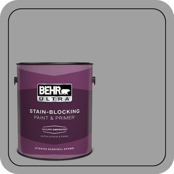 BEHR ULTRA 1 gal. #PPU26-06 Elemental Gray Extra Durable Eggshell Enamel Interior Paint & Primer (2)