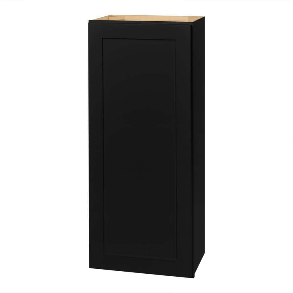 Hampton Bay Avondale 18 in. W x 12 in. D x 42 in. H Ready to Assemble Plywood Shaker Wall Kitchen Cabinet in Raven Black