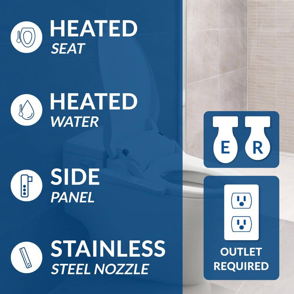 BIO BIDET Slim ONE Electric Smart Bidet Seat for Round Toilets in White with Side-Panel Control and Nightlight (2)
