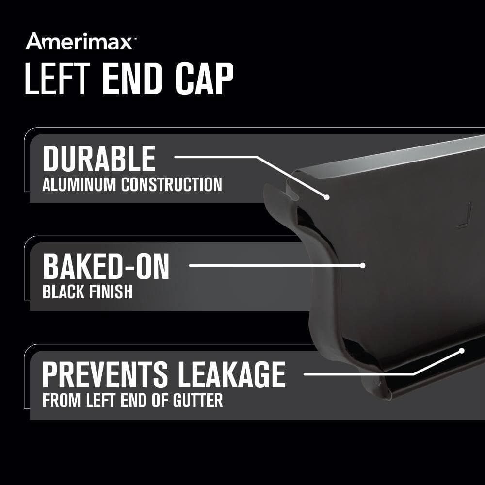 Amerimax Home Products 5 in. Black Aluminum Left End Cap (2)