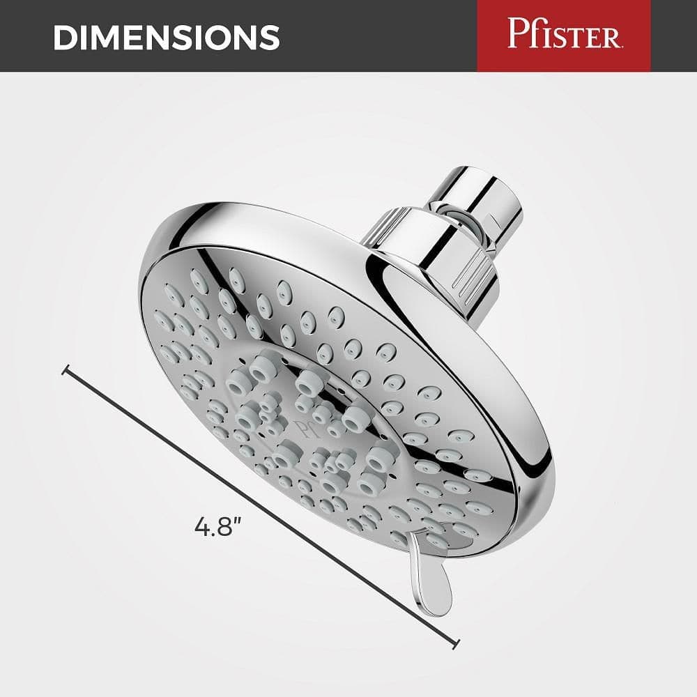 Pfister Universal 5-Spray Patterns with 1.75 GPM 4.8125 in. Wall Mount Fixed Shower Head in Polished Chrome (4)