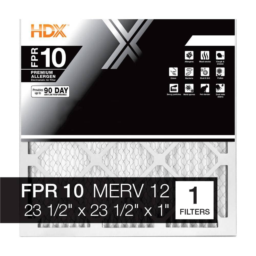 HDX 23.5 in. x 23.5 in. x 1 in. Premium Pleated Air Filter FPR 10, MERV 12