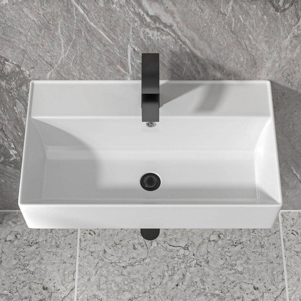 Fulorni 21 in. Rectangular White Vitreous China Wall Mounted Bathroom Sink, Compact Ceramic Wall Hung Basin with Overflow (3)