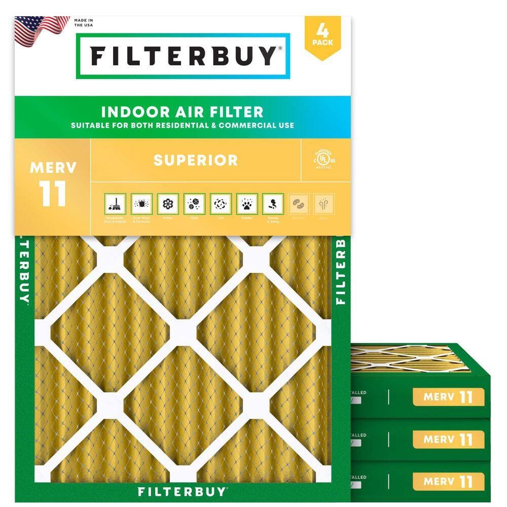Filterbuy 13 in. x 20 in. x 2 in. MERV 11 (FPR 7) Allergen Defense Pleated HVAC AC Furnace Air Filters Replacement (4-Pack) (1)