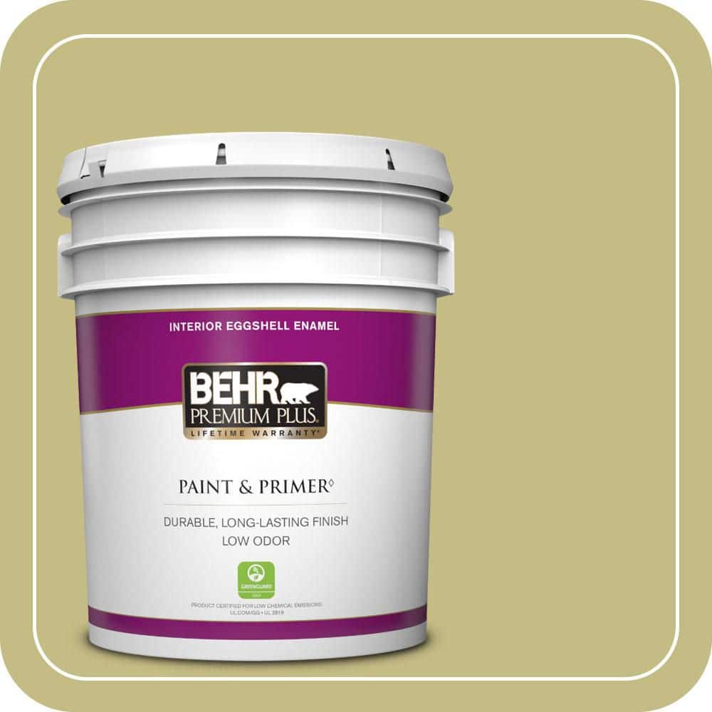 BEHR PREMIUM PLUS 5 gal. #T13-19 Gnome Green Eggshell Enamel Low Odor Interior Paint & Primer
