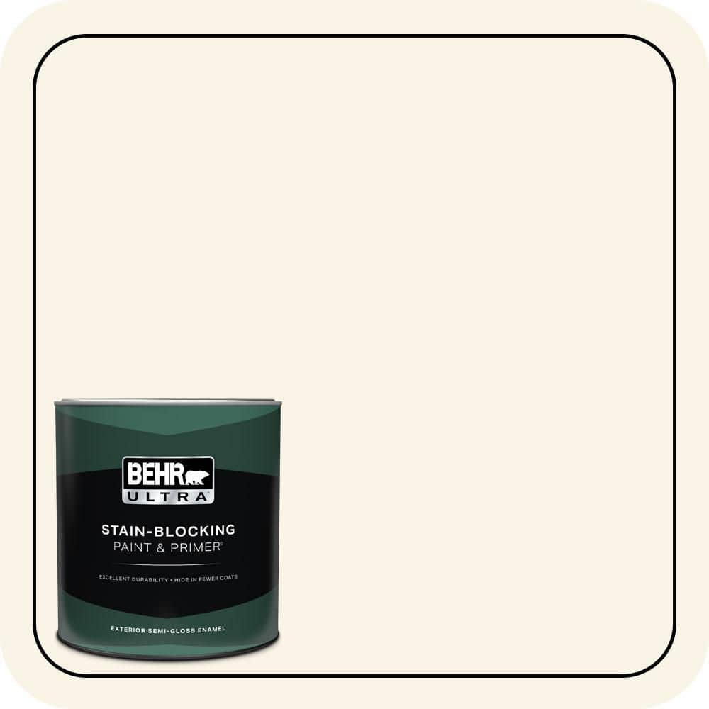 BEHR ULTRA 1 qt. #W-D-400 Cotton Fluff Semi-Gloss Enamel Exterior Paint & Primer