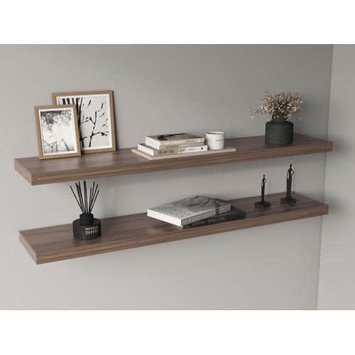 Adrinfly 47.3 in. W x 1.5 in. H x 9.8 in. D Particle Board Wide Rectangular Floating Shelf in Walnut Brown (2-Piece) (3)