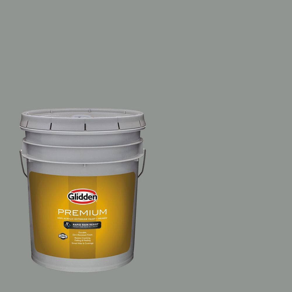 Glidden Premium 5 gal. PPG0994-6 Husky Gray Semi-Gloss Exterior Latex Paint (1)