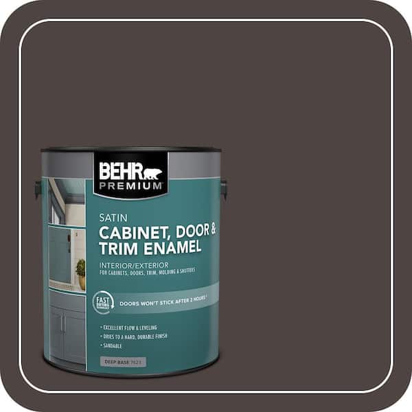 BEHR PREMIUM 1 gal. #SC-104 Cordovan Brown Satin Enamel Interior/Exterior Cabinet, Door & Trim Paint (2)