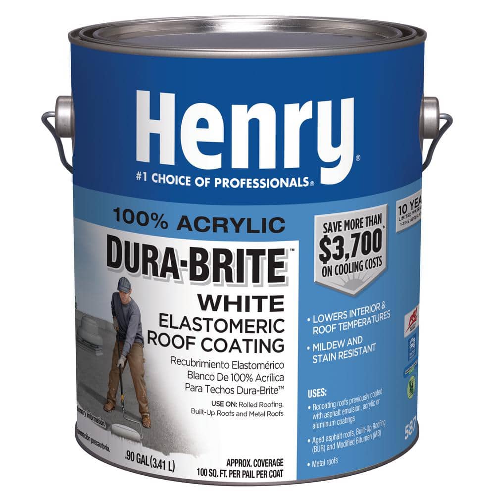 Henry 587 Dura-Brite White 100% Acrylic Elastomeric Reflective Roof Coating 0.90 gal. (2)