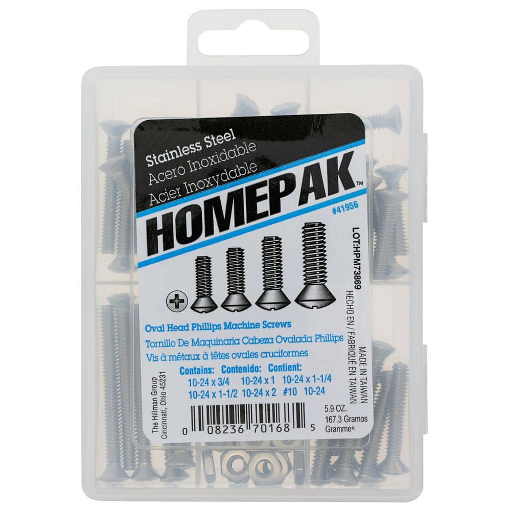 Hillman HOMEPAK 0.75 in. Stainless-Steel Oval Head Phillips Machine Screw Assorted Kit (1)