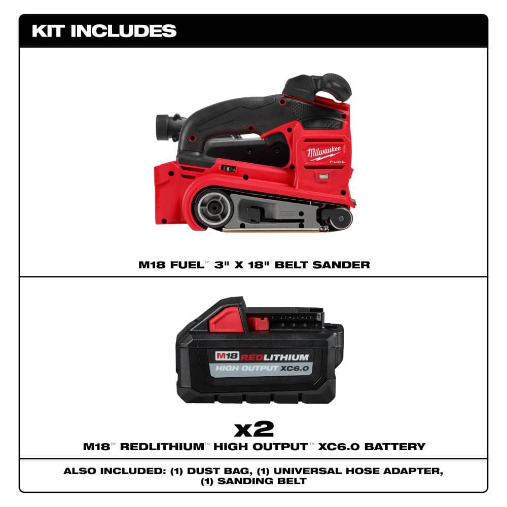 Milwaukee M18 FUEL 18V Lith-Ion Cordless Belt Sander w/ (2) High Output 6.0 Ah Battery Pack (2)