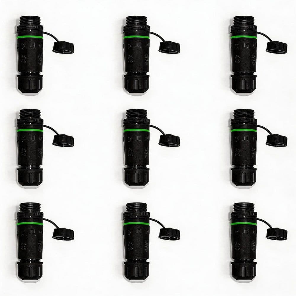 Syston Cable Technology RJ45 IP68 Waterproof Panel Mount Outdoor Ethernet Coupler, Shielded Female to Female for CAT5/CAT6/CAT6A, Black, 9-Pack (1)