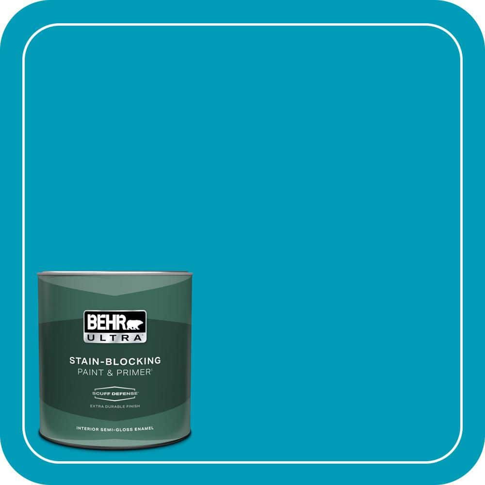 BEHR ULTRA 1 qt. #520B-6 Brilliant Sea Extra Durable Semi-Gloss Enamel Interior Paint & Primer