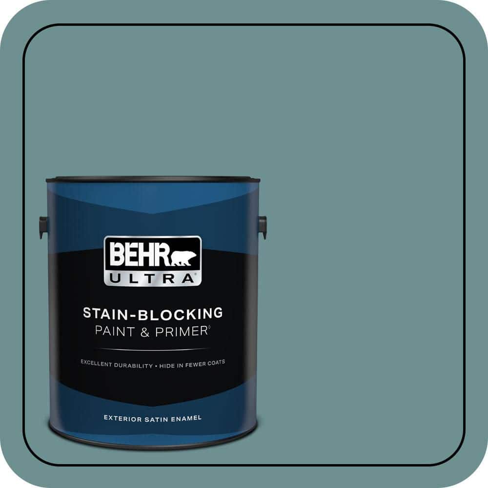 BEHR ULTRA 1 gal. #500F-6 Hallowed Hush Satin Enamel Exterior Paint & Primer