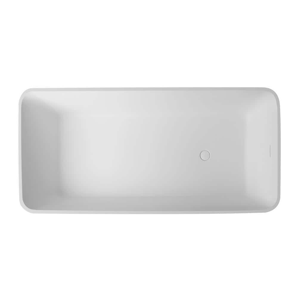 Dimakai 66.9 in. x 31.5 in. Freestanding Rectangular Soaking Bathtub with Left Drain Bathtub Strip in Glossy White (3)