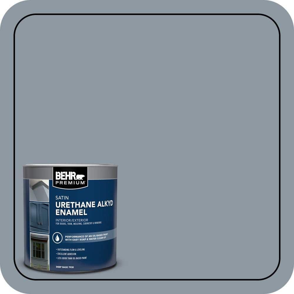 BEHR PREMIUM 1 qt. #N490-4 Teton Blue Urethane Alkyd Satin Enamel Interior/Exterior Paint