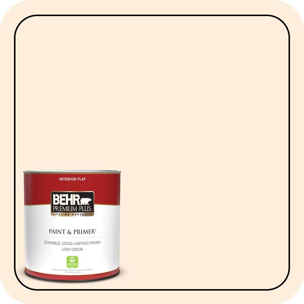 BEHR PREMIUM PLUS 1 qt. #PWN-23 Silk Gown Flat Low Odor Interior Paint & Primer