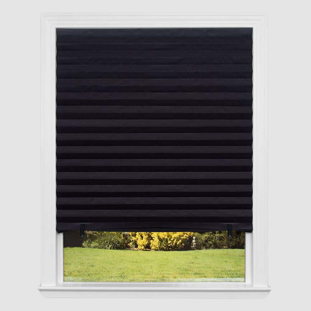 Redi Shade No Tools Original Blackout Pleated Paper Shade Black, 48 in. W x 72 in. L