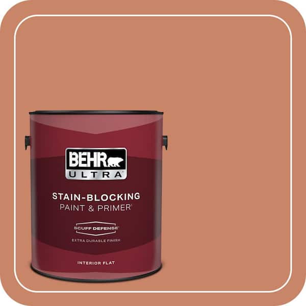 BEHR ULTRA 1 gal. #MQ4-39 Cabana Melon Extra Durable Flat Interior Paint & Primer (2)