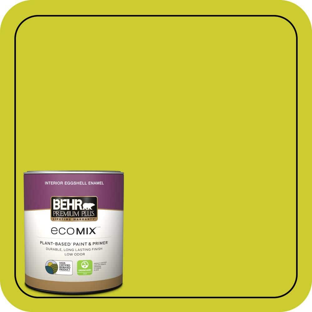 BEHR PREMIUM PLUS 1 qt. #S-G-400 Lime Pop Eggshell Enamel EcoMix Plant-Based Interior Paint & Primer (1)