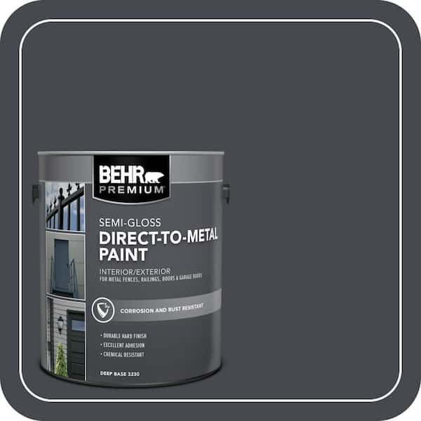 BEHR PREMIUM 1 gal. #N490-7 Ink Black Semi-Gloss Direct to Metal Interior/Exterior Paint (2)