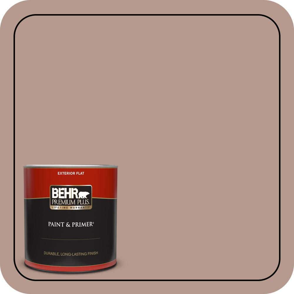BEHR PREMIUM PLUS 1 qt. #MQ1-55 Lite Cocoa Flat Exterior Paint & Primer